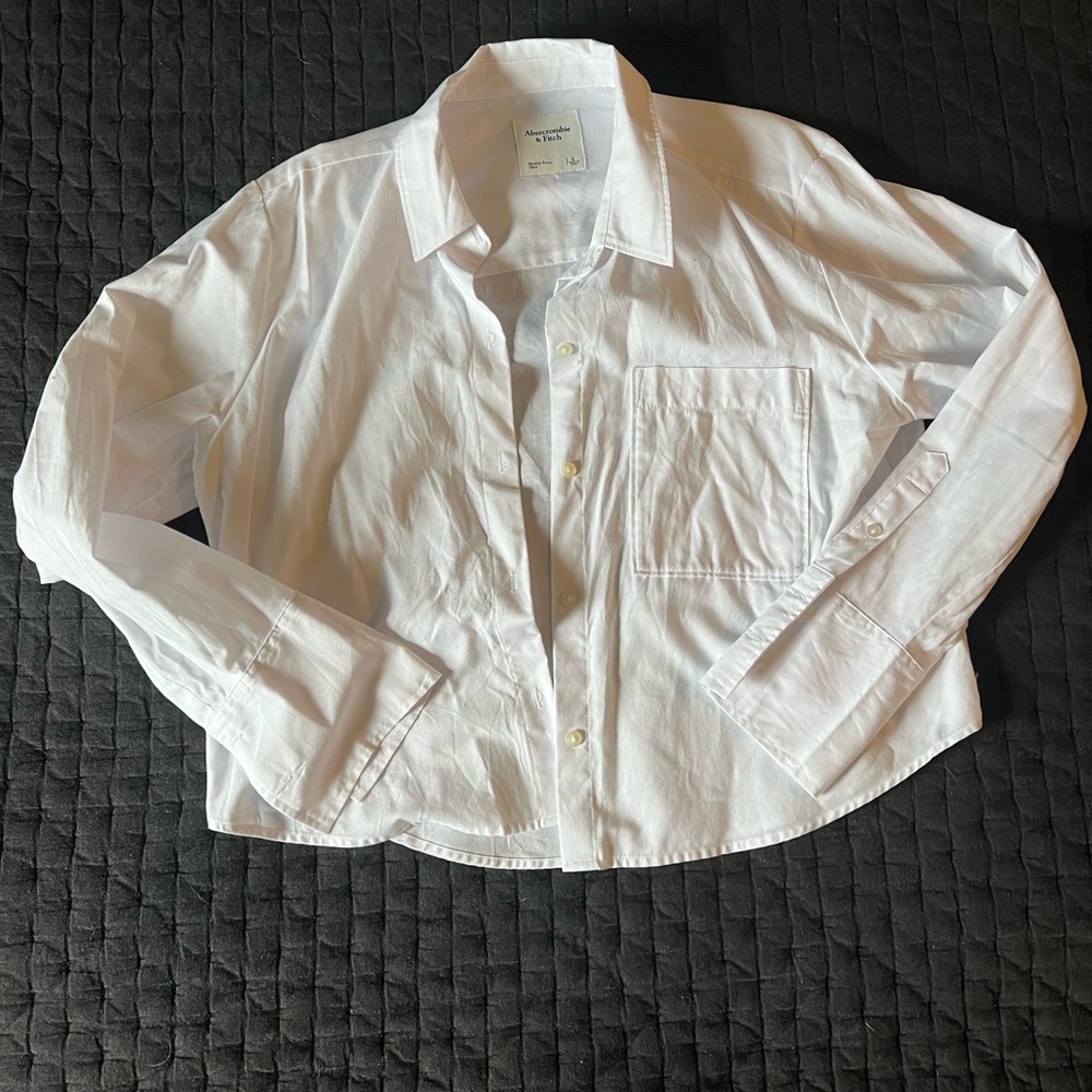 Cropped White Button-Up Shirt